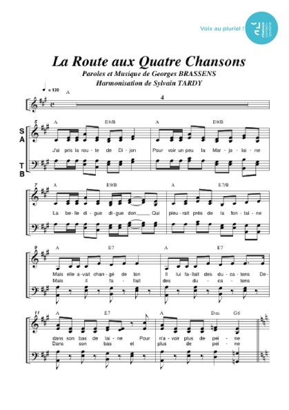 /partitions/Route au quatre chansons (la) (4vm)-(2003)