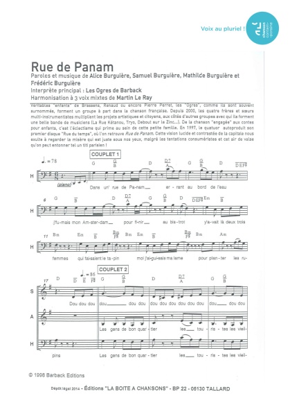 Rue de Panam — 3 voix mixtes
