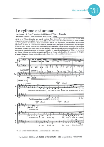 Rythme est amour (le) — 4 voix mixtes