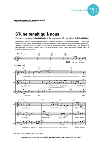 /partitions/S il ne tenait qu à nous (3vm)-(2010)