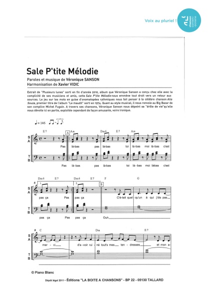 Sale p'tite mélodie — 4 voix mixtes