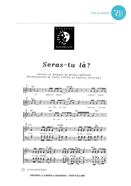 Seras-tu là — 4 voix mixtes