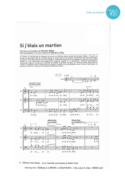 Si j'étais un martien — 3 voix mixtes