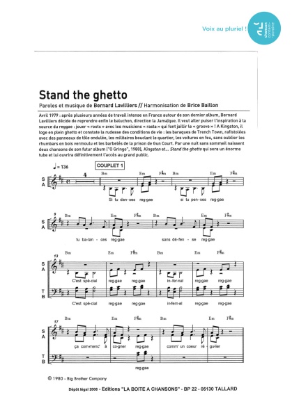 Stand the ghetto — 4 voix mixtes