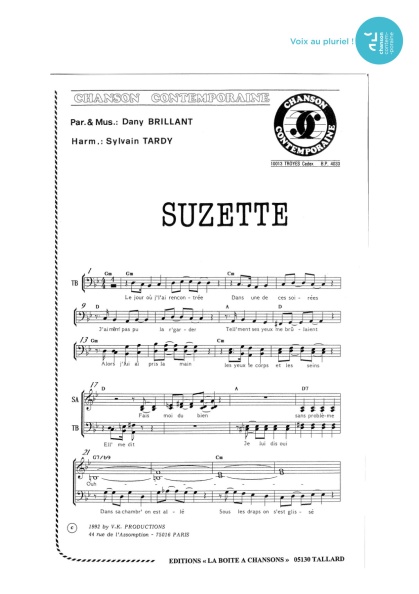 Suzette — 4 voix mixtes