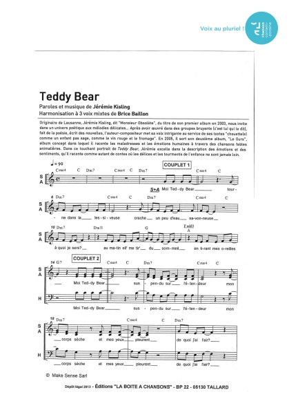 Teddy Bear — 3 voix mixtes