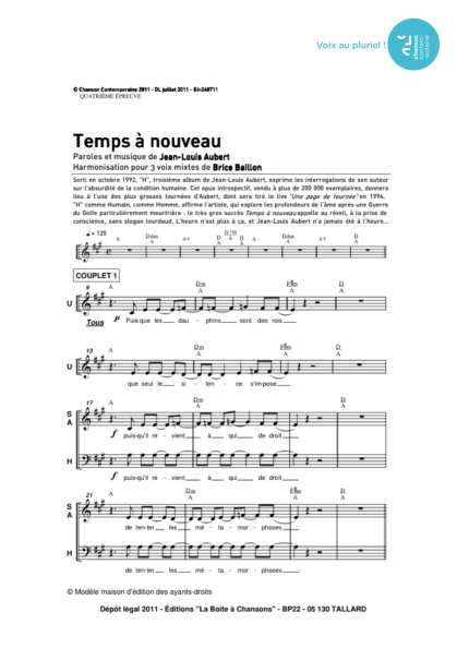 /partitions/Temps à nouveau (3vm)-(2011)