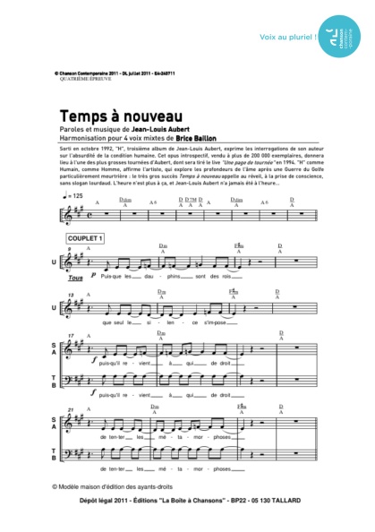 /partitions/Temps à nouveau (4vm)-(2011)