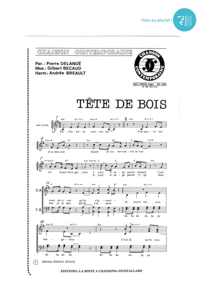 Tête de bois (âge tendre et) — 4 voix mixtes