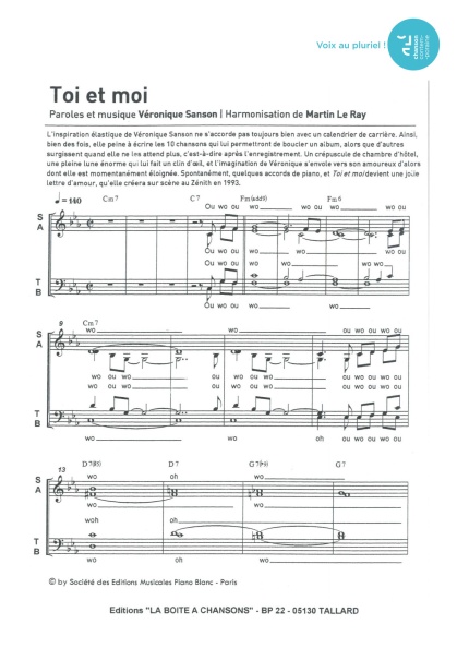 Toi et moi — 4 voix mixtes