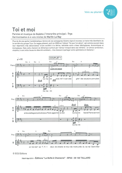 Toi et moi — 4 voix mixtes