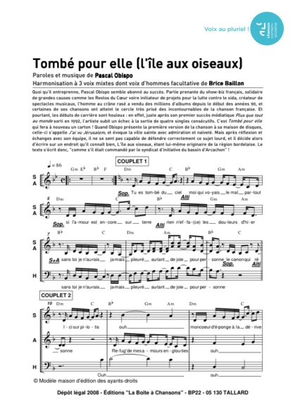 /partitions/Tombé pour elle (3vm)-(2016)
