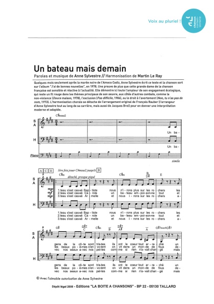 Un bateau mais demain — 3 voix mixtes