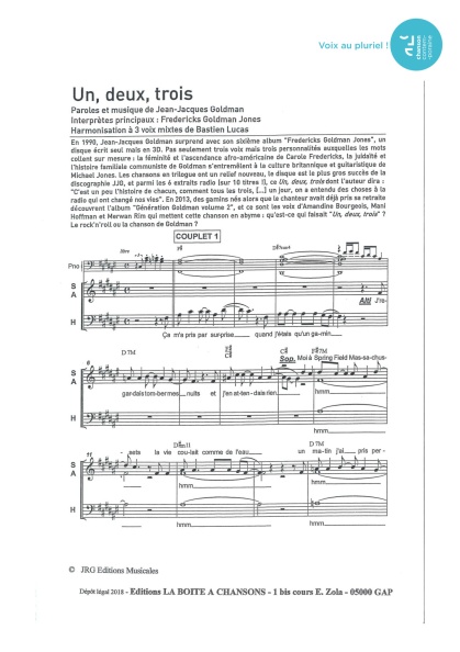 Un, deux, trois — 3 voix mixtes