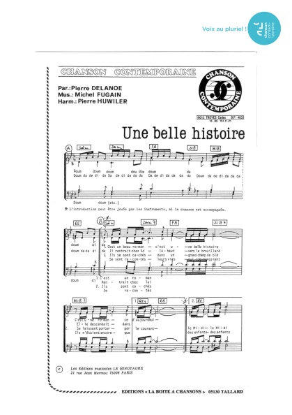 Une belle histoire — 4 voix mixtes