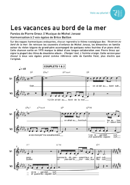 Vacances au bord de la mer (les) — 2 voix égales mixtes
