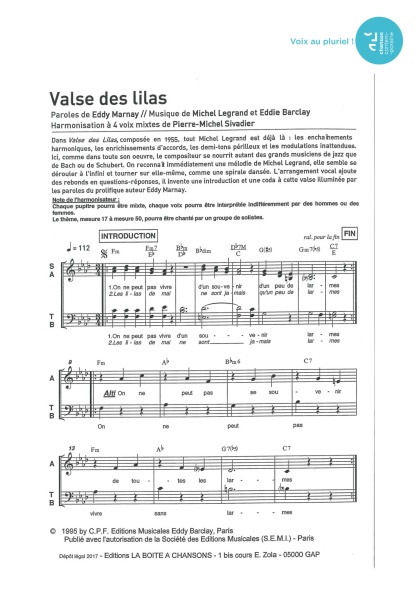 Valse des lilas — 4 voix mixtes