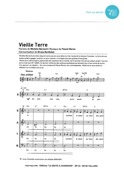 Vieille terre — 4 voix mixtes