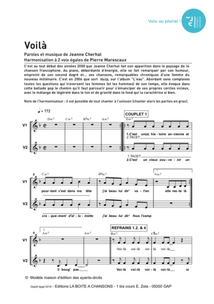 Voilà — 2 voix égales mixtes