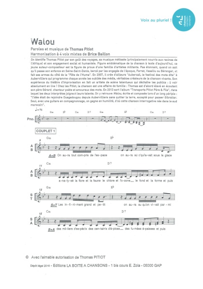 Walou — 4 voix mixtes
